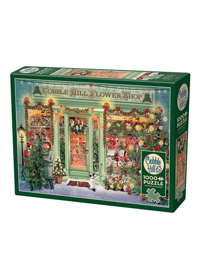 Cobble Hill 1000 Piece Puzzle - Christmas Flower Shop - Sample Poster Included - Image 1