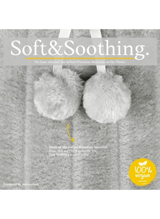 Hot water bottle with a soft and comfortable lid, 2-liter hot water bottle cover, gray - Image 4