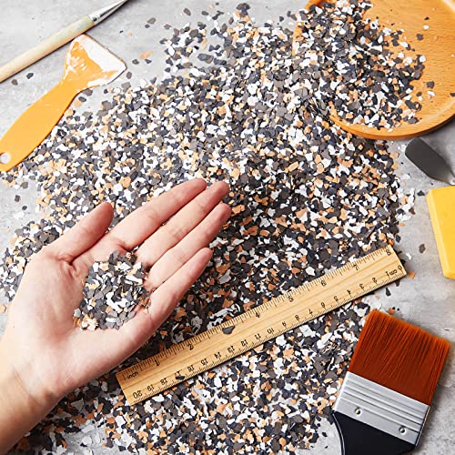 Timtin 700 G/ 1.54 Lb Blend Decorative Color Chips Concrete Floor Coatings Paint Flakes for Garage Floor Paint Interior Exterior Walls Floors(Black, White, Brown, Yellow) - Image 2