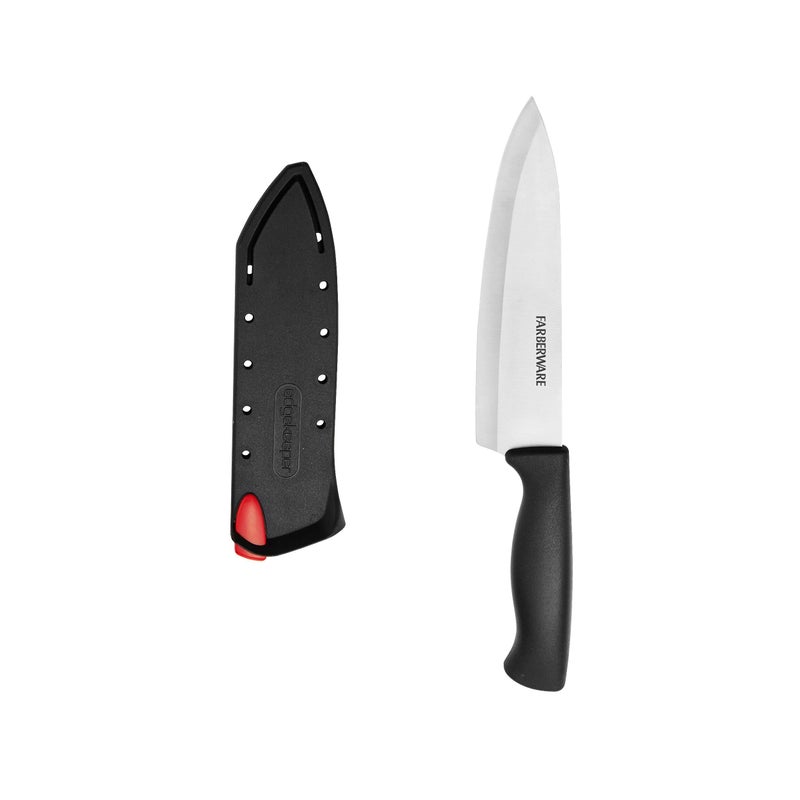 Farberware Edgekeeper 6Inch Chef Knife with SelfSharpening Blade Cover High CarbonStainless Steel Kitchen Knife with Ergonomic Handle RazorSharp Knife Black