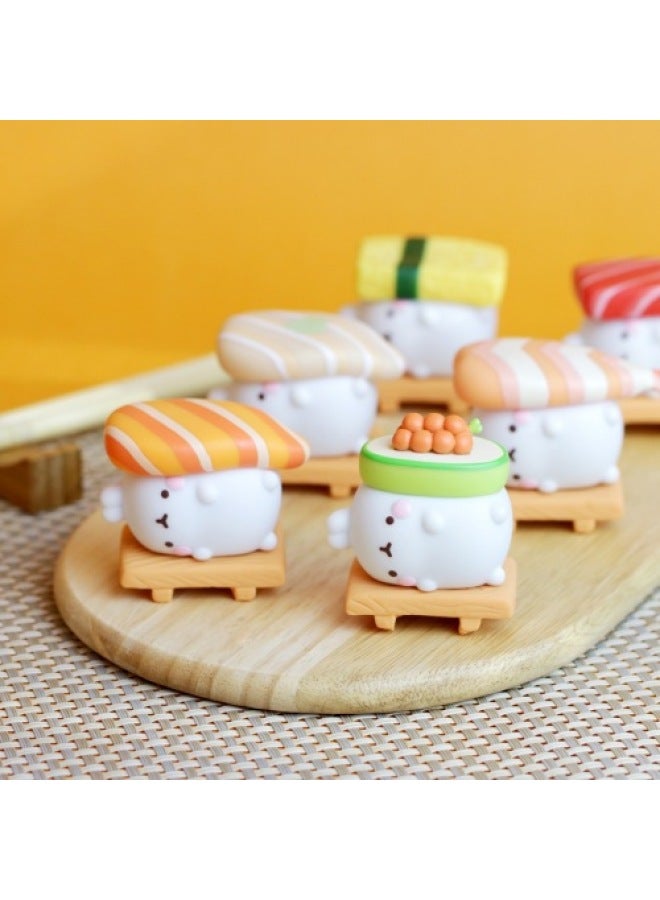 South Korea Molang Rabbit Mini Doll Cute Sushi Rabbit Doll Hand-made Blind Box (Color Box)-Color:Please Take 6 Sets (1 Generation)-Height:About 7CM
