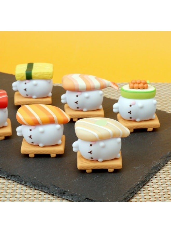 South Korea Molang Rabbit Mini Doll Cute Sushi Rabbit Doll Hand-made Blind Box (Color Box)-Color:Please Take 6 Sets (1 Generation)-Height:About 7CM