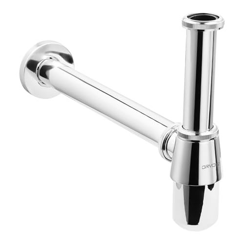 Orvos Bottle Trap, Brass Body with Stainless Steel Pipes, Curved, for Sinks and Wash Basins - Image 1