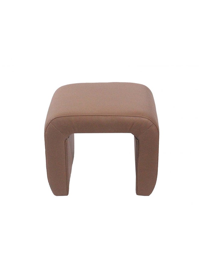 DANUBE HOME Bowen Leathaire Stool Single Chair Or Footrest Pouf Modern Design Furniture For Living Room Bedroom L 47.5 x W 42 x H 38.5 cm Brown - Image 2