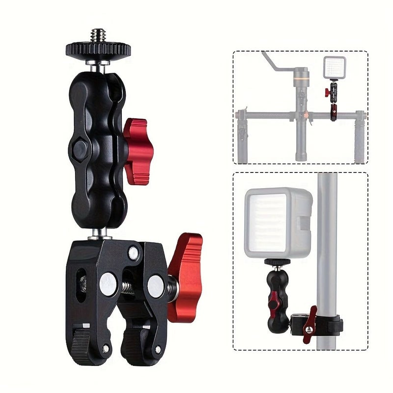 Universal Aluminum Alloy Ball Head Super Clamp Magic Arm with 1/4 3/8 Screw Holes - Image 4