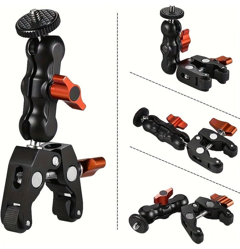 Universal Aluminum Alloy Ball Head Super Clamp Magic Arm with 1/4 3/8 Screw Holes - Image 1
