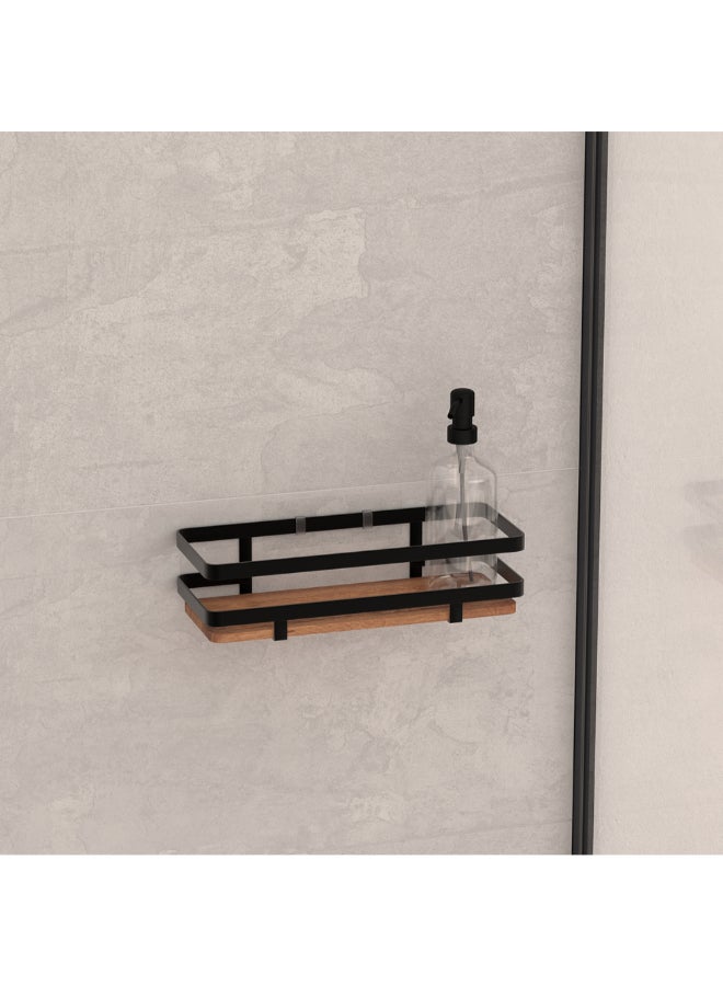 Five Simply Smart Blackacia Rectangular Shower Shelf with Adhesive Sticker Black and Brown 8 x 10 x 25.5 cm 204903 - Image 5