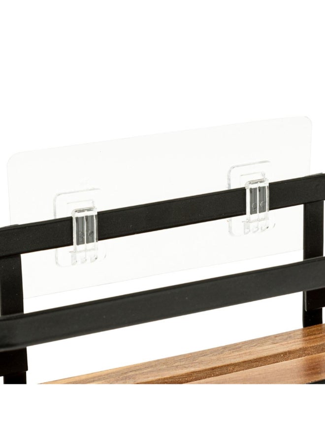 Five Simply Smart Blackacia Rectangular Shower Shelf with Adhesive Sticker Black and Brown 8 x 10 x 25.5 cm 204903 - Image 4