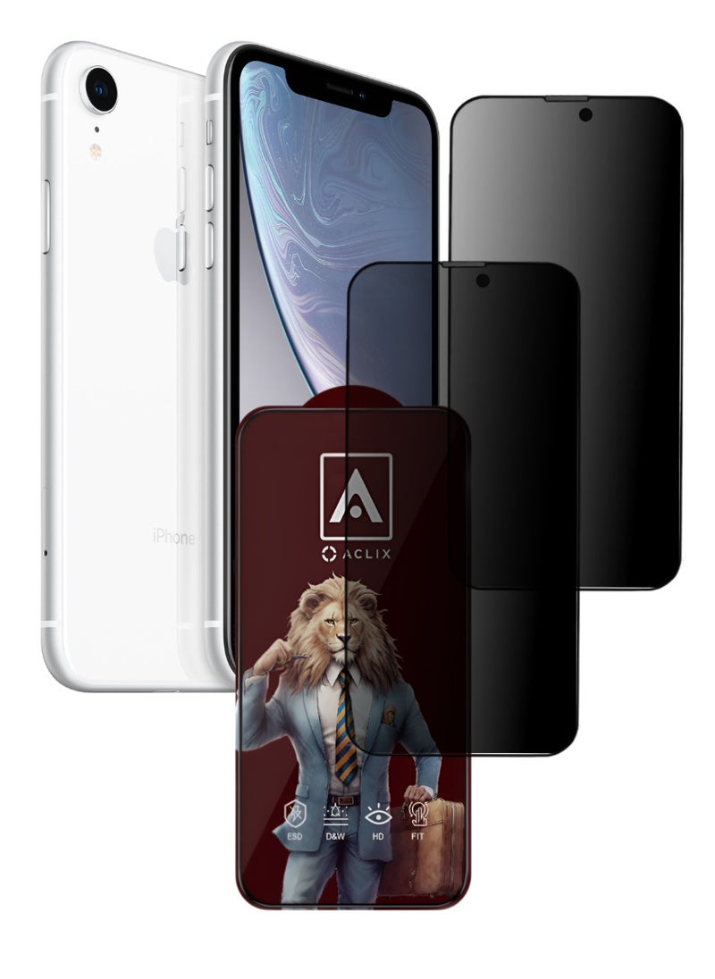 ACLIX 2 Pieces Antistatic ESD Dustproof Premium Quality High Definition Anti-Spy Privacy Tempered Glass Screen Protector Designed For  iPhone XR - Image 1