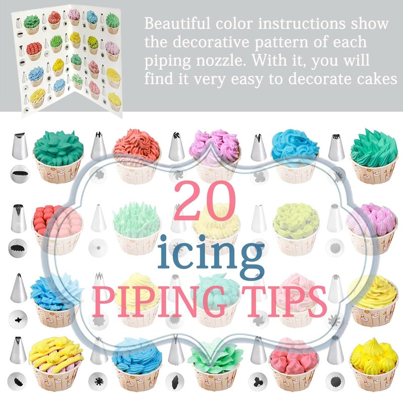 GEMLON 14 Inch Piping Bags with Tips – 100 Count Disposable Icing Bags and Nozzles for Cake Decorating, Pastry Bags and Tips for Cupcakes, Cookies, Frosting Kit, Baking Supplies Set for Home Kitchen - Image 3