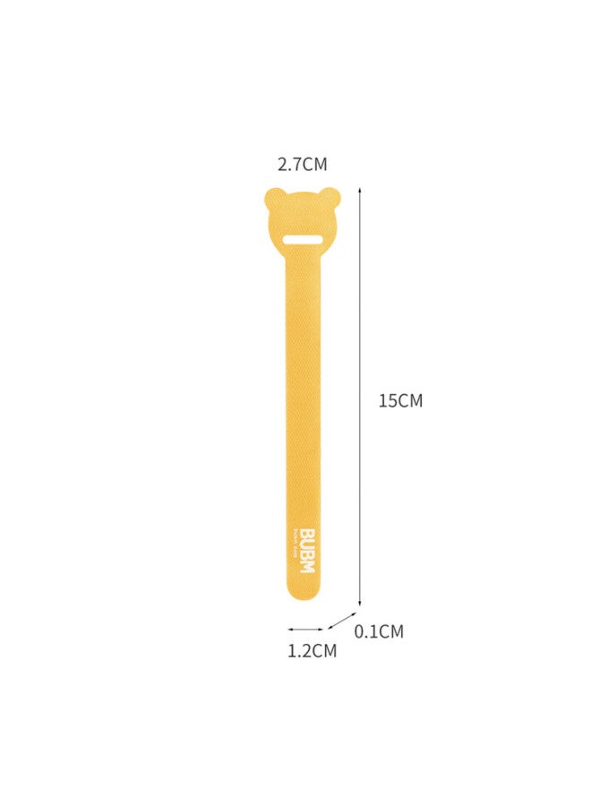 Biyoumei Cable Organizer Strap Magic Tape Computer Power Cord Management Tie Wire Winder Charging Cable Bear Head Cable Tie Yellow Anti-lost
