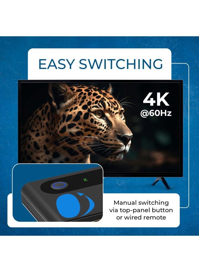 OREI 2x1 4K HDMI & USB-C KVM Switch, 4X Port USB-A, 1x USB-C Share Multiple Devices, Laptops, PC, on One Display Monitor, Keyboard Control, Peripheral Control, Analog Audio Out - Wired Remote Control - Image 4