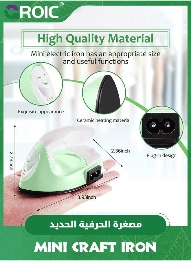 GROIC Mini Craft Iron, Mini Heat Press, Mini Iron Portable Handy Heat Press Small Iron with Charging Base Accessories for Fuse Beads Patch DIY Shoes T-shirts Heat Transfer Vinyl Projects (Light Green)  - Image 2