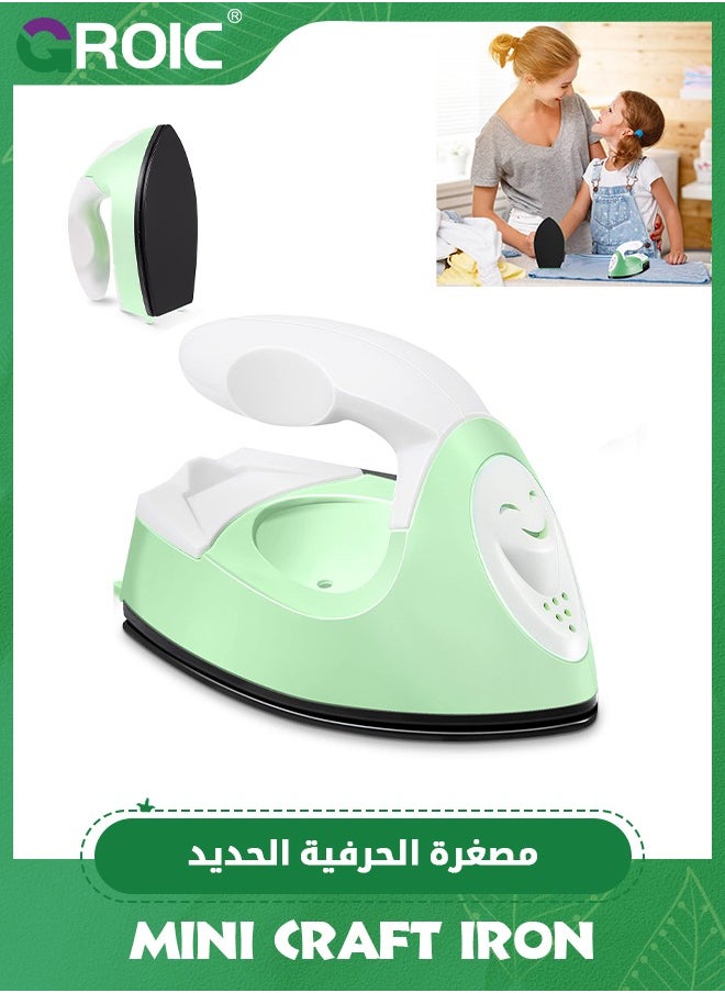 GROIC Mini Craft Iron, Mini Heat Press, Mini Iron Portable Handy Heat Press Small Iron with Charging Base Accessories for Fuse Beads Patch DIY Shoes T-shirts Heat Transfer Vinyl Projects (Light Green)  - Image 1