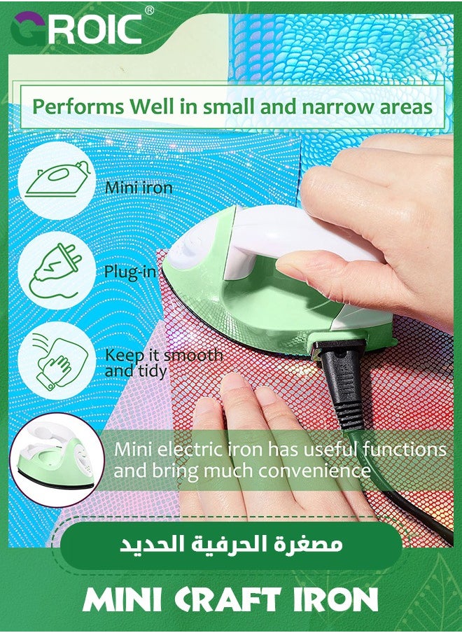 GROIC Mini Craft Iron, Mini Heat Press, Mini Iron Portable Handy Heat Press Small Iron with Charging Base Accessories for Fuse Beads Patch DIY Shoes T-shirts Heat Transfer Vinyl Projects (Light Green)  - Image 4