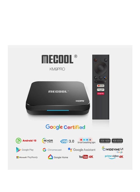 Mecool KM9 Pro Classic Google Certified Amlogic S905X2 Android 10.0 2G 16G 4K HDR Cast Voice Control Android TV Box Prefix