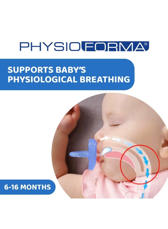 Chicco PhysioForma Soother for Babies (6-16 Months) | Baby Pacifier with Unique Shape to Support Baby's Breathing | Soft Silicon Material | BPA Free (Blue) - Image 3