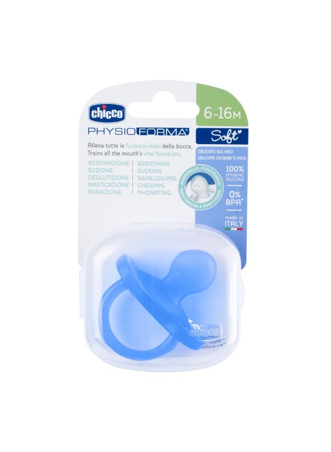 Chicco PhysioForma Soother for Babies (6-16 Months) | Baby Pacifier with Unique Shape to Support Baby's Breathing | Soft Silicon Material | BPA Free (Blue) - Image 1