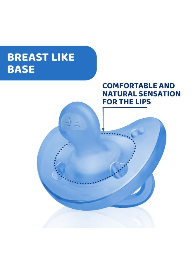 Chicco PhysioForma Soother for Babies (6-16 Months) | Baby Pacifier with Unique Shape to Support Baby's Breathing | Soft Silicon Material | BPA Free (Blue) - Image 2