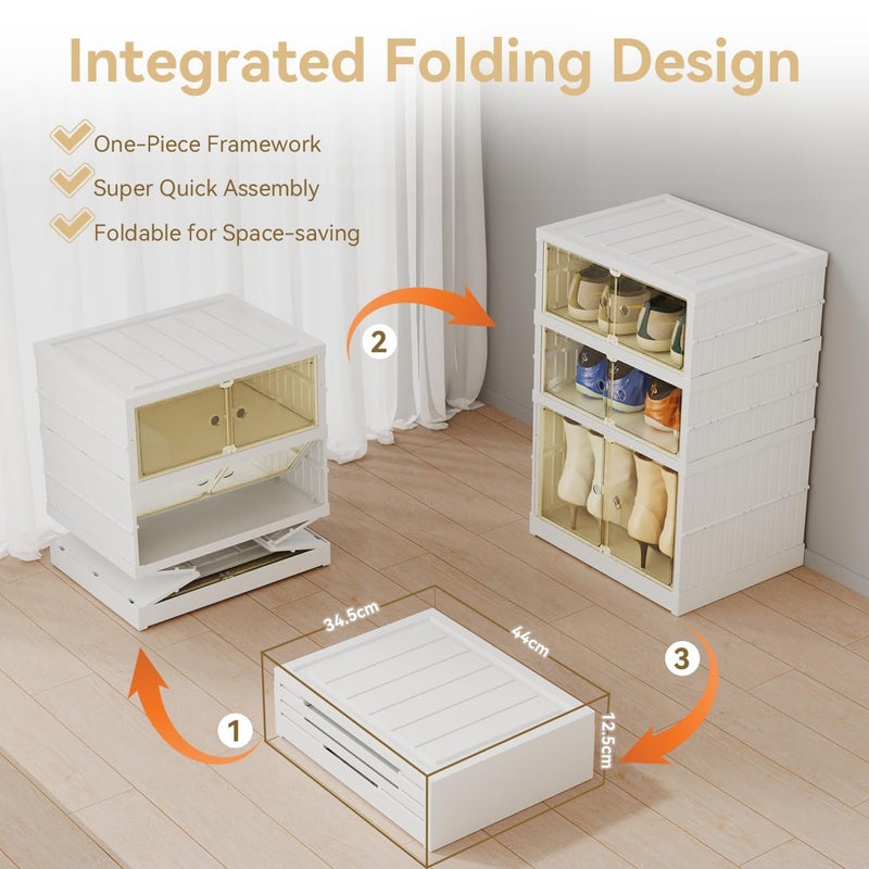 Home-Cloud رف أحذية هوم كلاود DIY رف أحذية محمول منظم رف متعدد الأغراض خزانة تخزين قاعدة قابلة للتوسيع للكعب والأحذية المنزلية والصنادل رف أحذية بلاستيكي محمول وقابل للطي أبيض_Hc_1 3 طبقات - Image 3