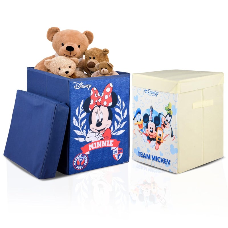 Kuber Industries Toy Storage Box | Laundry Basket for Cloth | Foldable Toy Storage Organizer | Clothes Hamper with Lid & Handles | Storage Basket for Bathroom | 60 LTR | Pack of 2 | Multicolor - Image 1