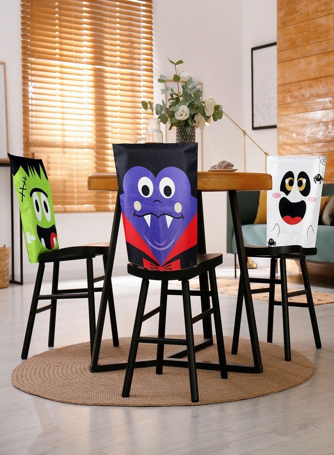 وولاين مجموعة أغطية كراسي هالوين من والين، 4 قطع، أغطية ظهر كراسي مخيفة، أغطية كراسي بشخصيات كرتونية لطيفة للهالوين، أغطية مقاعد غرفة الطعام، أغطية كراسي قابلة للإزالة والغسل لحفلات الهالوين، ديكور منزلي ومطبخي - Image 5