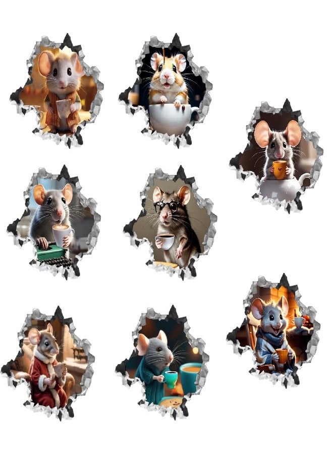 SUPERDANT 3D Mouse Hole Realistic Wall Sticker Mouse Coffee Decal Kids Room Wall Decor Sticker Funny Animal Peel and Stick Stickers Decal for Children Room Kitchen Home Bedroom Classroom - Image 1