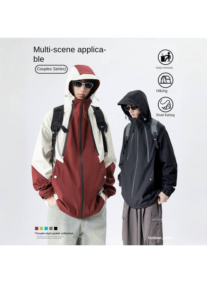 Izexx Tide Brand Outdoor Charge Clothes Mountaineering Camping Waterproof Large Pocket Stitching Couple Charge Jacket Coat - Image 3