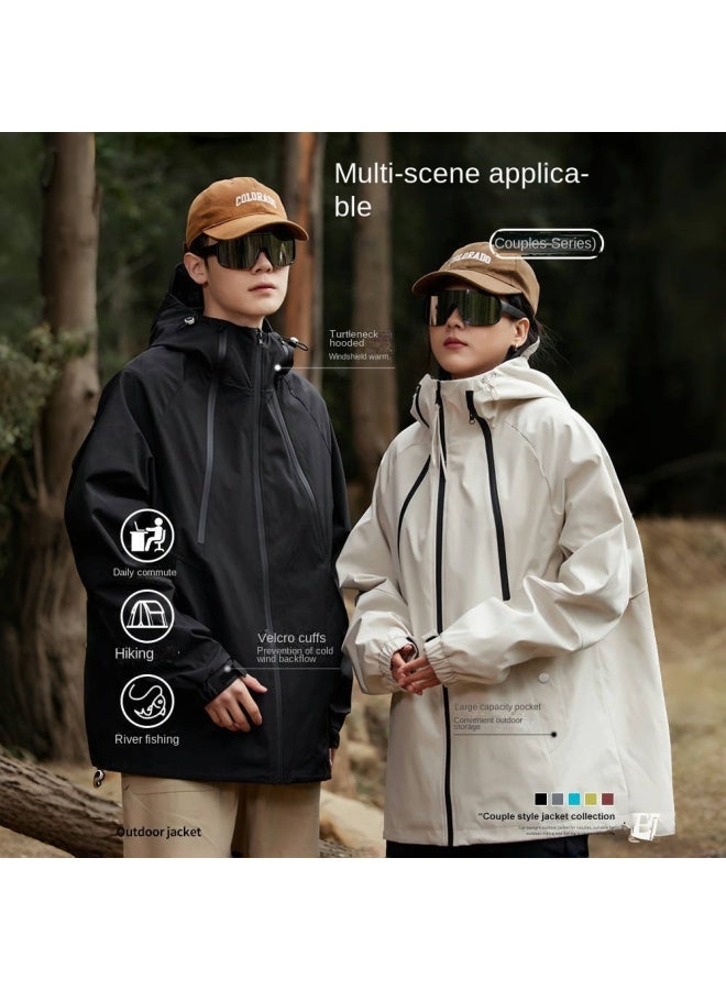 Izexx Tide Brand Outdoor Charge Clothes Mountaineering Camping Waterproof Large Pocket Stitching Couple Charge Jacket Coat - Image 2