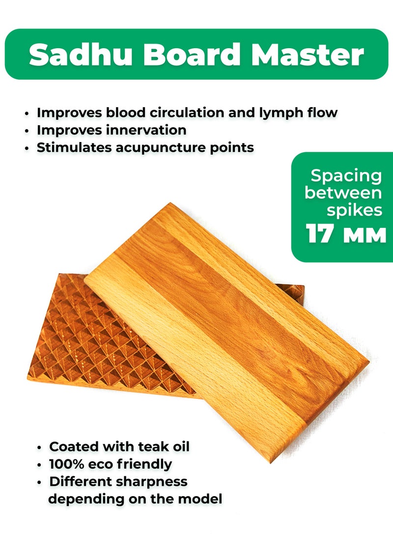 Timbergood Sadhu Board “Master” with 17 mm Wooden Nails (0.67'') - Premium Acupressure Foot Massager for Yoga and Meditation, Crafted from 100% Solid Beech Wood, Ideal for Deep Relaxation and Well-Being. - Image 1