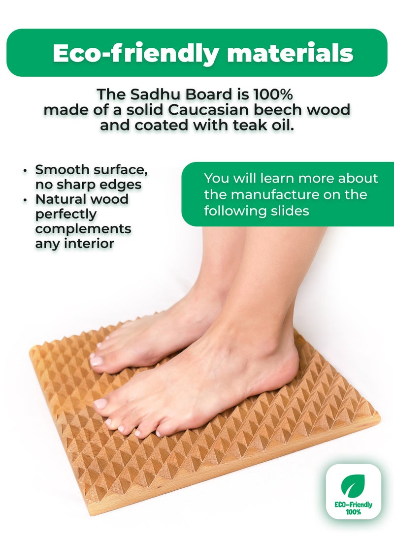 Timbergood Sadhu Board “Master” with 17 mm Wooden Nails (0.67'') - Premium Acupressure Foot Massager for Yoga and Meditation, Crafted from 100% Solid Beech Wood, Ideal for Deep Relaxation and Well-Being. - Image 2