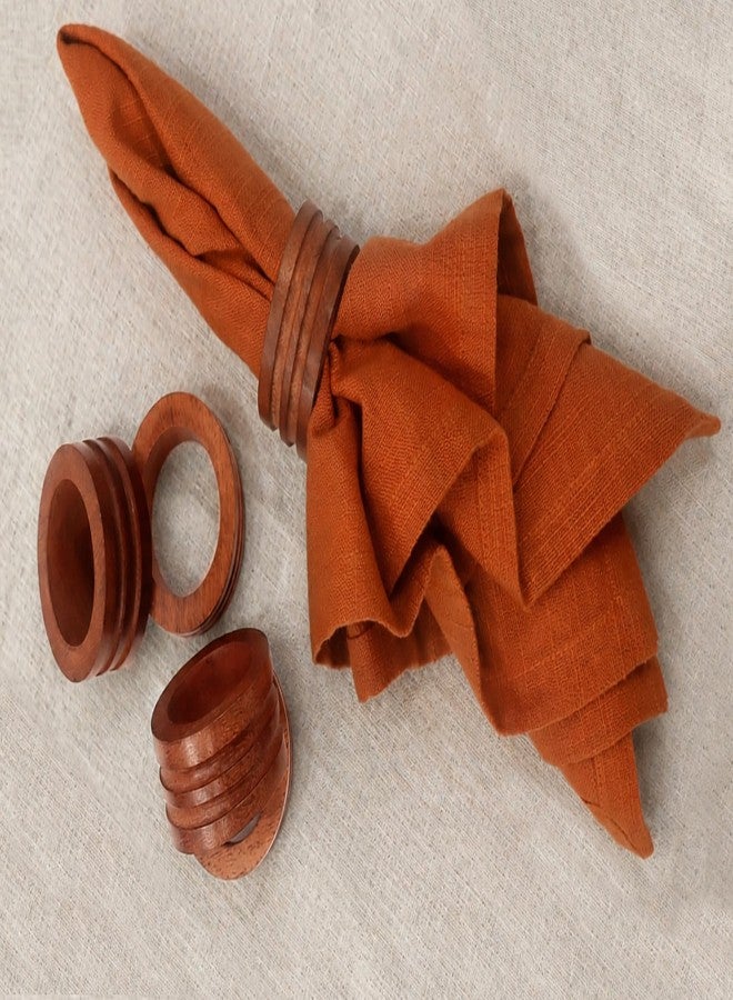 قطن كرافت حلقات مناديل خشبية صلبة مخددة من COTTON CRAFT - طقم من 12 قطعة - خشب أكاسيا 100% - حامل مناديل دائري مصنوع يدويًا - ديكور طاولة ريفي مناسب للاستخدام اليومي، وعيد الشكر، وعيد الميلاد، وتناول الطعام في العطلات - طبيعي - Image 4
