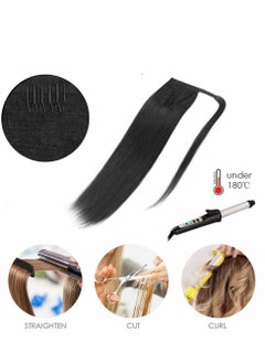 Excefore Long Straight Pony Tail Hair Clip in Ponytail Extension Wrap Around 24 Inch Synthetic Fiber (Ash Blonde)  - Image 4