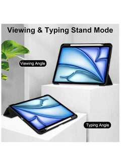 GUDOO Case for iPad Air 13 Inch (M2) 2024 with Pencil Holder, Smart Slim Folio Stand Auto Sleep/Wake Cover, with Pencil Slot, Clear Transparent Back Shell Black  - Image 4