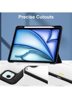 GUDOO Case for iPad Air 13 Inch (M2) 2024 with Pencil Holder, Smart Slim Folio Stand Auto Sleep/Wake Cover, with Pencil Slot, Clear Transparent Back Shell Black  - Image 5