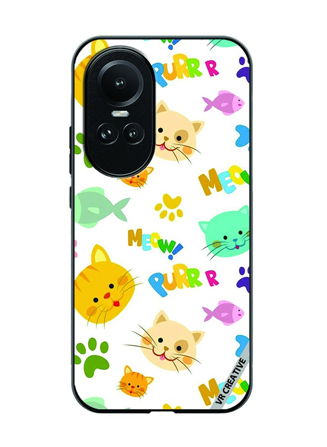 VR CREATIVE Protective Case Cover For Oppo Reno 10 Pro Meow Design Multicolour - Image 1