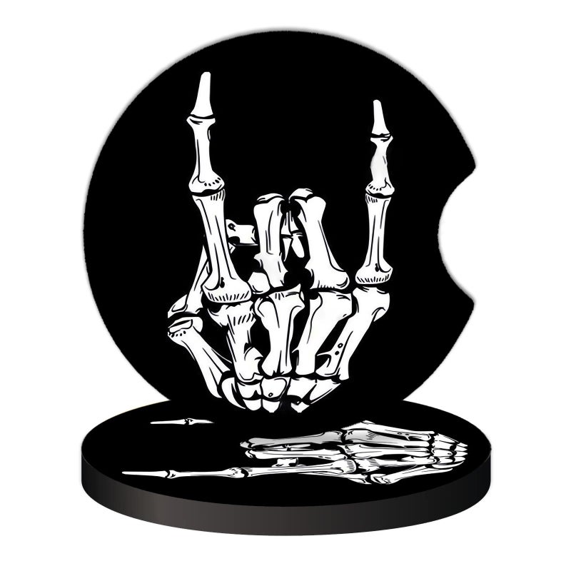 KARREAL 2 Pcs Car Cup Coasters Funny Rock Skull Hand Universal NonSlip Rubber Car Coasters for Cup Holders 275 inch Car Interior Accessories for Women Men - Image 3