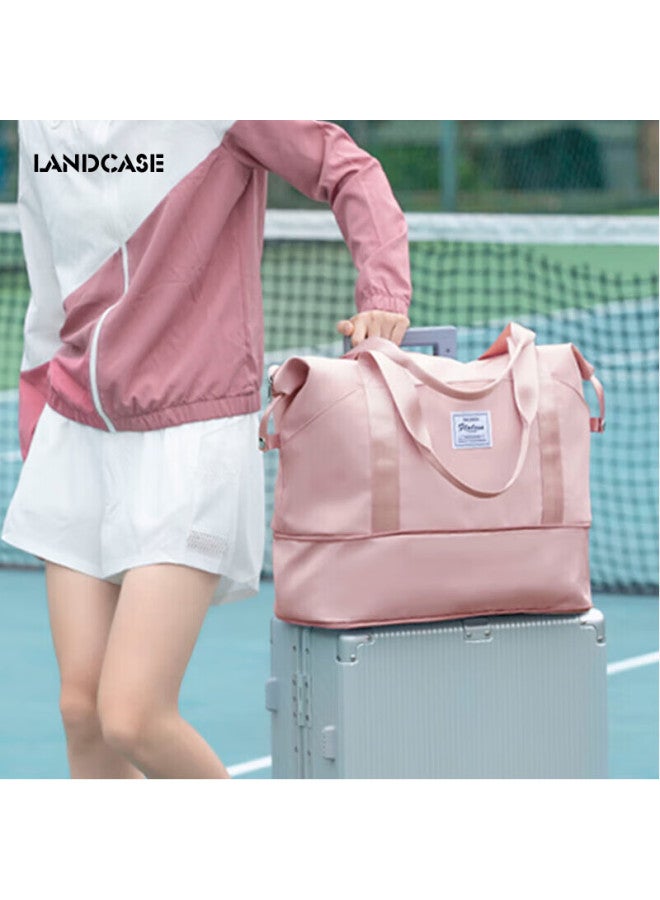 Landcase Travel Bag, Women's Handbag, Sports Fitness Swimming Backpack, Multifunctional Short-trip Travel Bag, 5102 Pink - Image 1