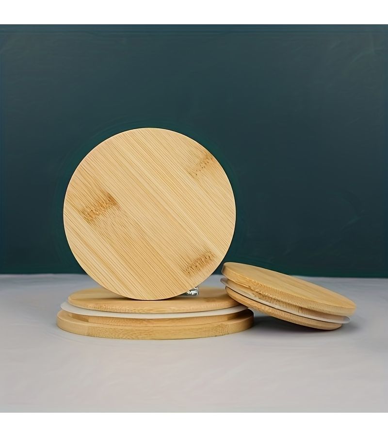 1 Piece 4.33 Inch Natural Bamboo Lid for Glass Bottle Vintage Jar Sealing Mug Perfume Candle - Image 2