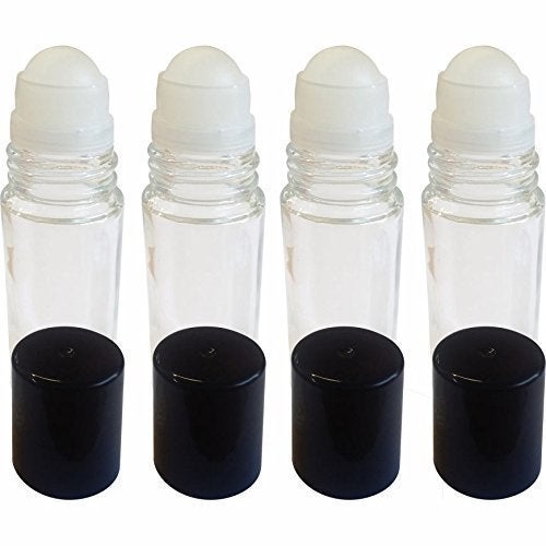 1st Choice 4 Pack of Roll On Empty Glass Bottles for Essential Oils - Refillable Roller Color Roll On - Bulk - 30 ml 1 oz Pack of 4 -Clear Color - Image 3