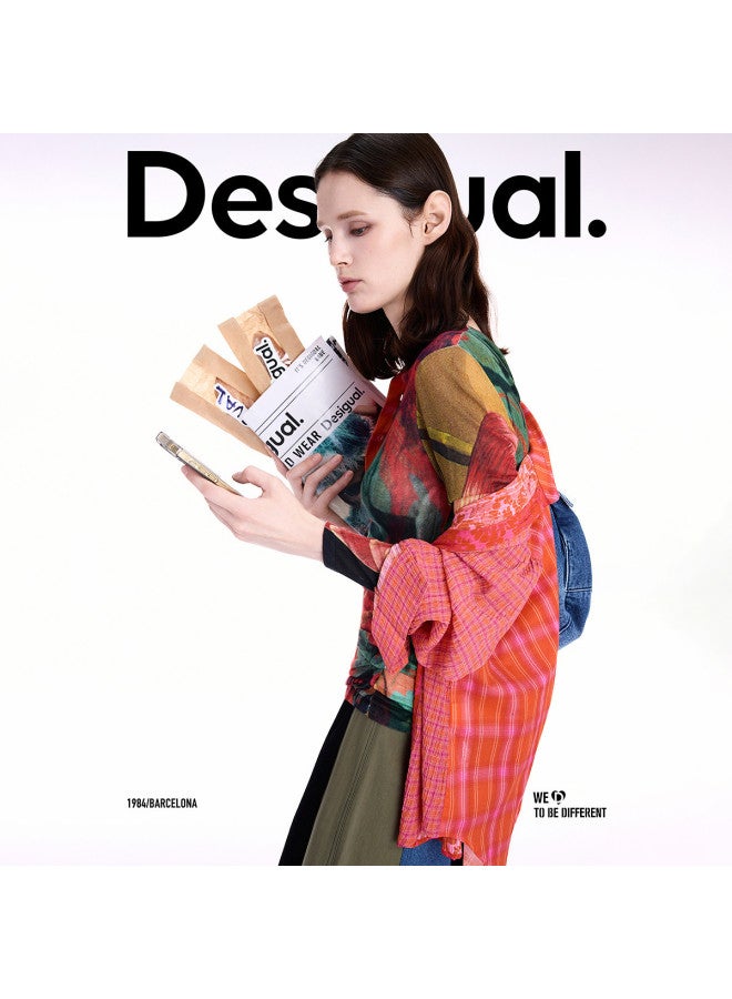 DESIGUAL مجموعة AW25 الجديدة - سترة نسائية محبوكة بطبعة ملونة لامعة مرسومة باليد - Image 2