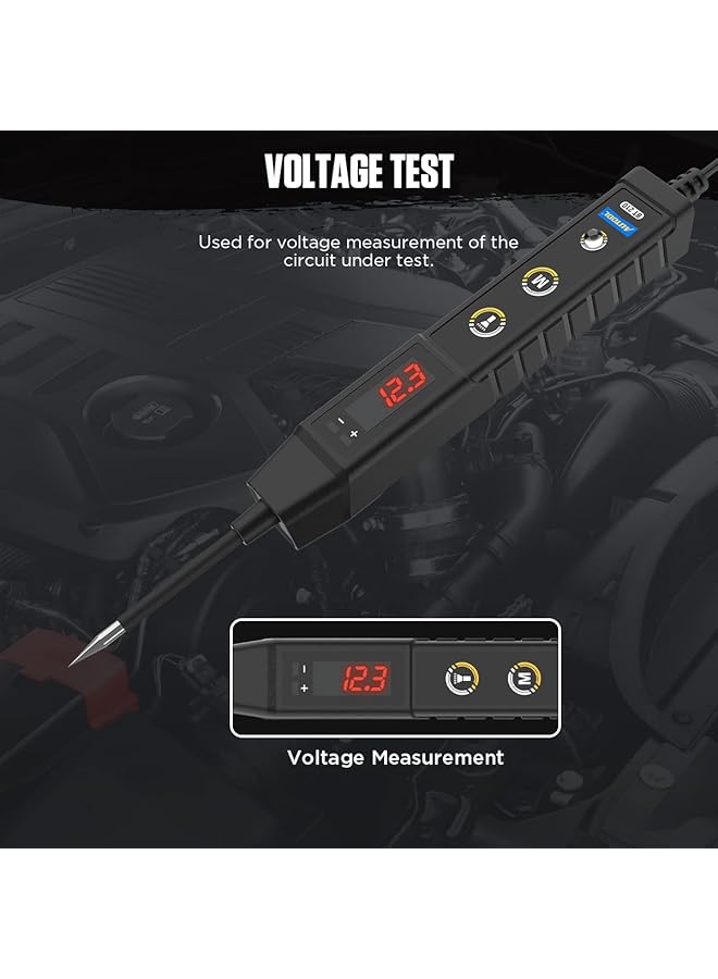 كاست ويف جهاز اختبار دوائر السيارات بمصباح ليد عالي الجودة، ضوء اختبار 9-30 فولت مع سلك ممتد 43 بوصة، مسبار فولاذي صلب حاد، دوائر المركبات، ضوء جهد تيار مستمر منخفض، جهاز اختبار للسيارات والشاحنات والبحرية والدراجات النارية والسيارات الرياضية متعددة الاستخدامات - Image 3