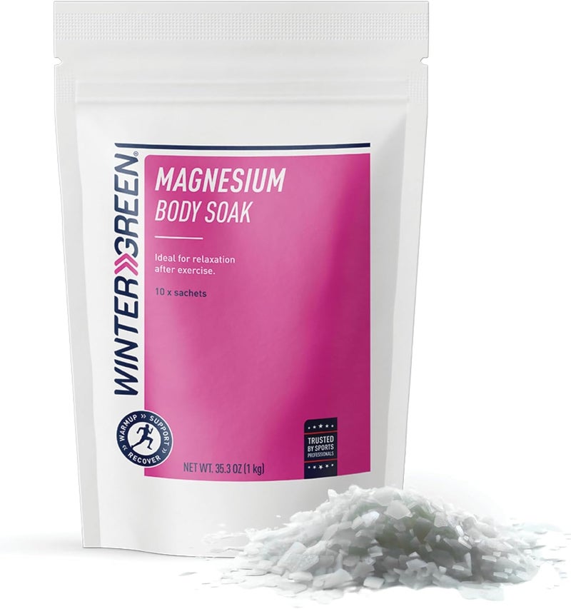 Wintergreen Magnesium Bath Soak 10 x 100g Sachets Epsom Salt and Magnesium Flakes for Muscle Recovery Relaxing Body Soak Premium Bath Products - Image 1