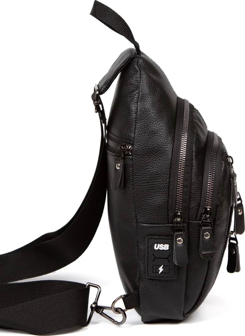 نيويش بولو Black Chest and Shoulder Bag Body Bag and Mechanical Card Holder Wallet