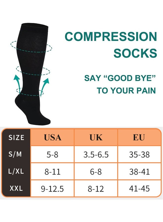 HS Compression Socks, 2 Pairs For Women And Men, 20-30 mmHg Is Best For Athletic, Travel, Running, Fitness, Reduce Calf Pain Faster Recovery S/M And L/XL Long Football Socks Grip Socks - Image 2