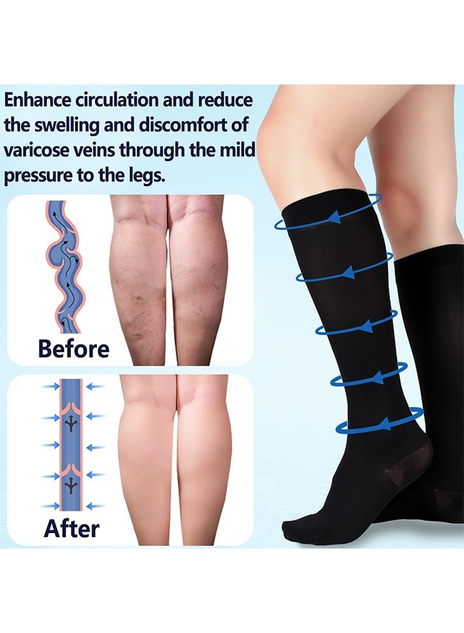 HS Compression Socks, 2 Pairs For Women And Men, 20-30 mmHg Is Best For Athletic, Travel, Running, Fitness, Reduce Calf Pain Faster Recovery S/M And L/XL Long Football Socks Grip Socks - Image 4