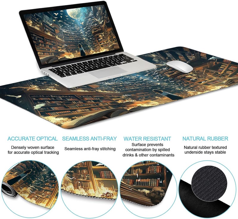 LIMKRIAN Anime Book Mouse Pad Set Large Desk Matt for Desktop, Ergonomic Mouse Pad with Wrist Rest, Gaming Mousepad Wrist Support Keyboard Mat Cup Coaster Set Cute Desk Accessories for Women Girl - Image 3