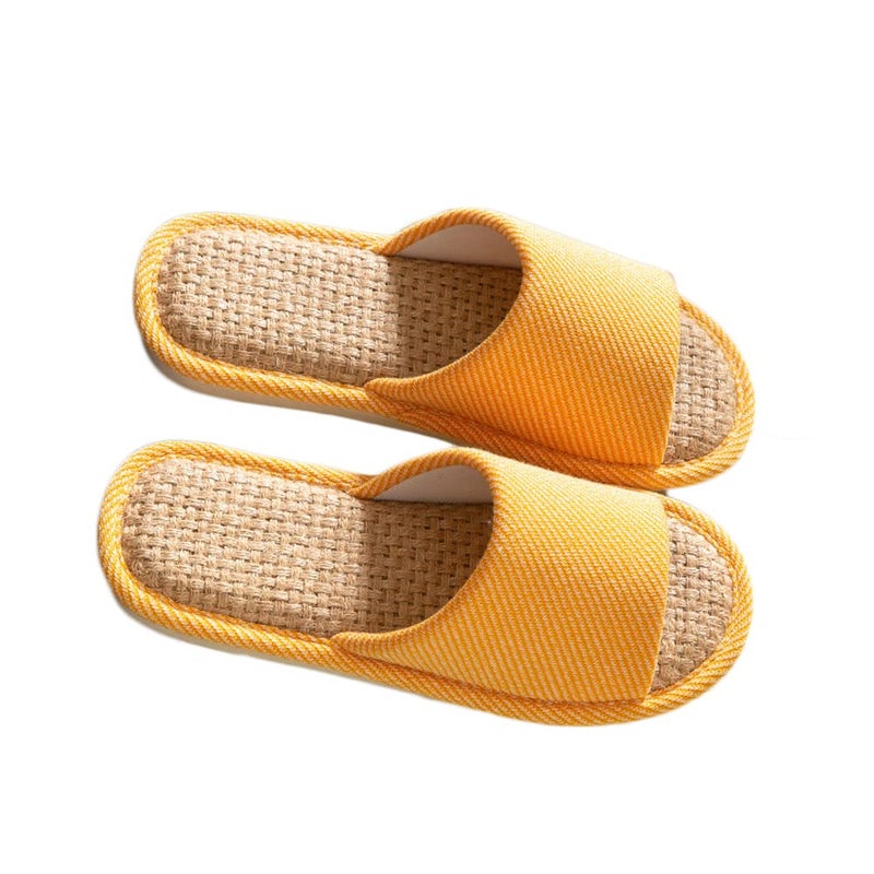 Open-Toe Linen Slip-On Slippers with Anti-Slip PVC Sole for Women and Men - Image 1