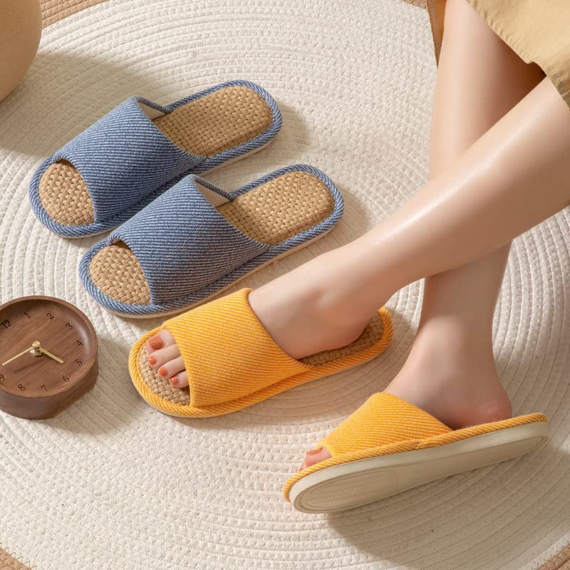 Open-Toe Linen Slip-On Slippers with Anti-Slip PVC Sole for Women and Men - Image 2