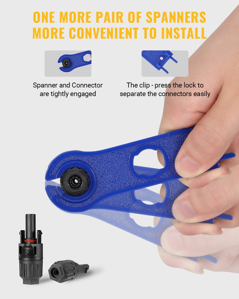 BougeRV 12 PCS Solar Connectors with Spanners Solar Panel Cable Connectors 6 Pairs Male/Female(10AWG) - Image 3